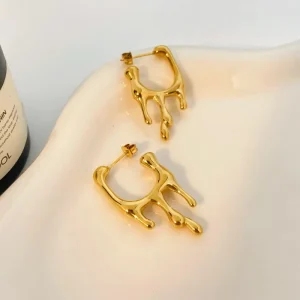 Advanced Liquid Lava Water Drop Earrings Joyas De Acero Inoxidable Al Por Mayor Stainless Steel Fashion Earrings for Women