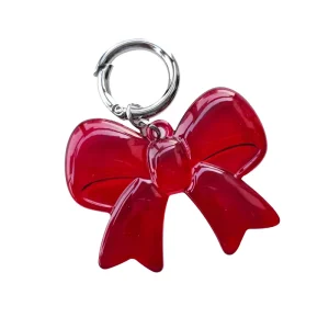 Aesthetic Red Bowknot Resin Keychain Translucent Ribbon Bag Charm Fashionable Coquette Keyring Support Customization