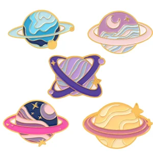 Aesthetic Space Planet Enamel Pin Galaxy Saturn Lapel Pin Cute Brooch Fashion Jewelry Pins Hair Accessories Decorative Gift