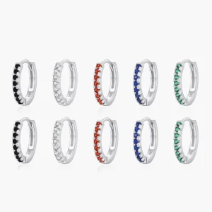 Ailmay 925 Sterling Silver Colorful Zircon Hoop Earrings For Women Fine Jewelry Party Gift Bohemian Style Earrings