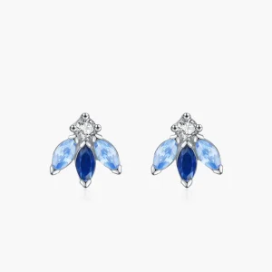 Ailmay 925 Sterling Silver Fashion Blue Horse Eye Zircon Stud Earrings For Women Geometric New Model Fine Jewelry