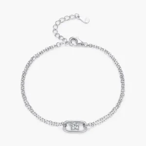 Ailmay 925 Sterling Silver Geometric Hollow Delicate Double Layer Chain Bracelets For Bridal Wedding Jewelry Gifts