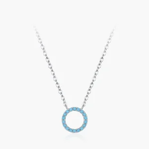 Ailmay New Fashion 925 Sterling Silver Round Turquoise Pendants Necklaces Women Fine Wedding Party Engagement Gift