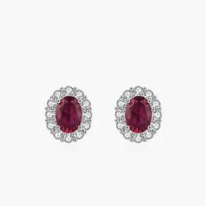 Ailmay Retro 925 Sterling Silver Red Oval Stud Earrings For Women Wedding Engagement Luxury Female Jewelry