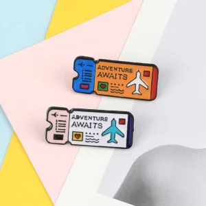 Airfare Custom Adventure Travel Brooch Ladies Shirt Jacket Backpack Enamel Badge Emblem Pin