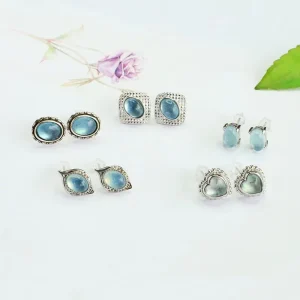 Aiyu Natural Crystal Stud Earrings Aquamarine Heart Earrings Fashion E commerce Cross border Products