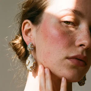 Alexis Bittar Alloy Gold Plated Earrings Ear Clip No Ear Hole Genius Designer Retro Full Diamond Heavy Industry Micro Inlay