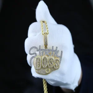 AliExpress Foreign Trade New style Letter Pendant Fully Paved with Diamonds Mens Necklace Bamboo Chain Copper Material