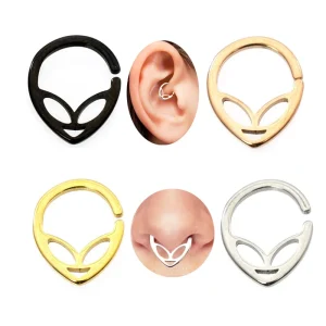 Alien Hoop Rings for Nose Septum Ear Cartilage Surgical Steel Nose Piercing Daith Ring Sexy Body Jewelry Fashion Women
