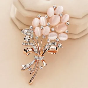 Alloy Cat Eye Rhinestone Wheat Ears Flower Brooch Corsage Womens Accessories Gift Pin Clothing Accessory