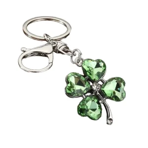 Alloy Compass Four-Leaf Clover Keychain Green Leaf Bag Charms for Women Gifts