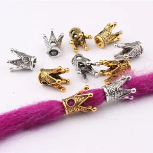 Alloy Crown Hair Decoration Accessories for Dreadlocks Hair Braid Ring Beads Synthetic Braid