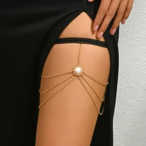 Alloy Crystal Chain Thigh Leg Body Chain Jewelry for Women