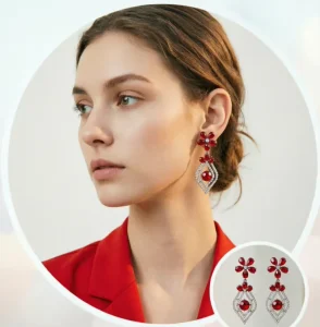 Alloy Crystal Flower Drop Earrings for Women Fashion Statement Jewelry