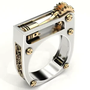 Alloy Geometric Mechanical Two-color Punk Unisex Ring Fashion Accessory