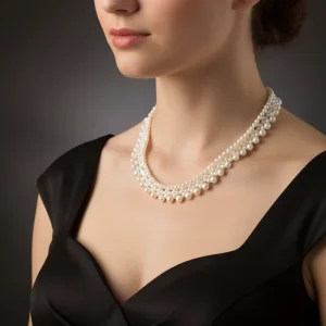 Alloy Pearl Necklace Multi Layer Beaded Flower Design Chain Fashion Party Gift Jewelry Pearl Necklace
