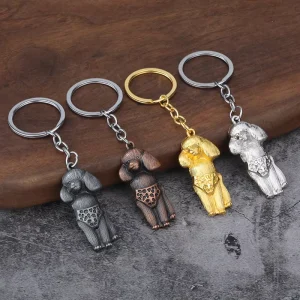 Alloy Poodle Keychain Enamel Dog Key Ring Fashion Bag Pendant Jewelry