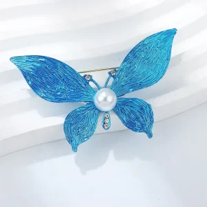 Alloy Rhinestone Butterfly Brooch Pin Elegant Vintage Breastpin Creative Western Cowboy Suit Lapel Pins Fashion Party Wedding