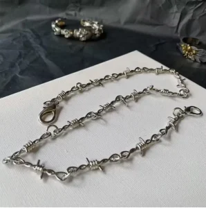 Alloy Rhodium Plated Punk Style Chain Necklace for Men Women