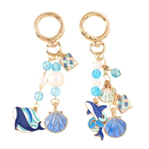 Alloy Shell Whale Shark Marine Animal Keychain Bag Charm Pendants for Weddings Birthdays