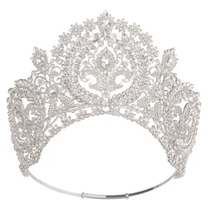 Alloy Silver Plated Rhinestone Miss Large Wedding Jewelry Headpiece Costume Bridal Hair Accessories Crystal Pageant