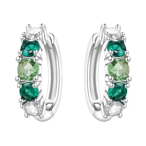 Alloy Silver Plated Trendy Drop Earrings Heart Gradient Emerald Green CZ Classic Elegant Women’s Jewelry for Wedding Party