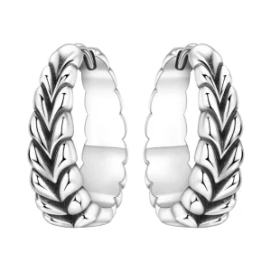 Alloy Zircon Vintage Leaf Textured Drop Earrings Antique Oxidized Chevron Trendy Punk Jewelry Gift Women