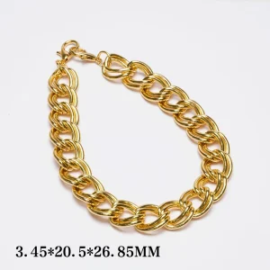 Aluminum Alloy Minimalist 2 Layer Cuban Link Chain Necklace Retro 14K Gold Plated Fashion Jewelry Accessory