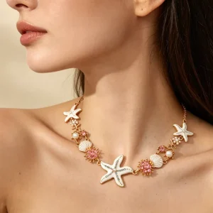 American Ocean Vacation Style Sea Star Shell Coral Necklace Bracelet Personalized Trendy Clavicle Chain Pendant Accessories