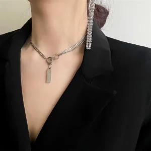 American style vintage high end luxurious sexy ultra sparkling rhinestone tassel necklace designer accessory for evening