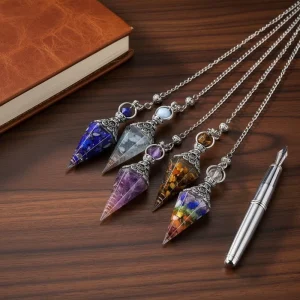 Amethyst Aquamarine Crystal Pendulum Colorful Gravel Resin Carfts Gemstone Electroplated Healing Energy Spirit Pendant