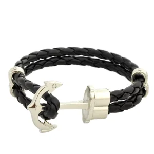 Anchor Charm Leather Double Wrap Braided Hook Nautical Bracelet Fashionable Anchor Durable Hook