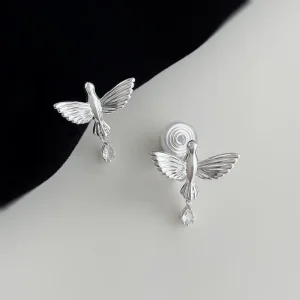 Angel Wing Mosquito Coil Ear Clips Clip on Earrings Zircon Crystal Earrings Trendy Ear Jewelry