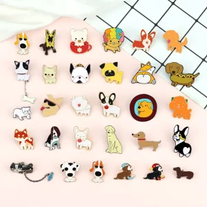 Animal Dogs Collection Enamel Brooch Cartoon Funny Cute Pet Puppy Pins