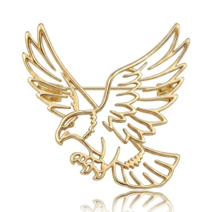 Animal Eagle Brooches Alloy Polished Hollow Flying Eagle Lapel Pin Unisex Fashion Jewelry Gift Gentleman Vintage Style
