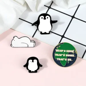 Animal Penguin Polar Bear Enamel Pins Earth Badge Cartoon Cute Jewelry