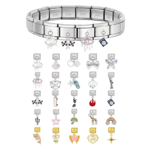 Animal Plant Series Italian Charm Pendant Link Fit 9mm Stainless Steel Jewelry Bracelet Making DIY Beads Gift