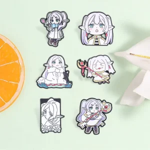 Anime Elf Girl Enamel Pin Cartoon Mage Character Brooch for Backpack Decor