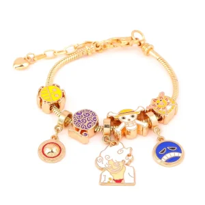 Anime Fifth Sun God Nika Luffy DIY Metal Bracelet Charms Adjustable Beaded Chain Bracelet