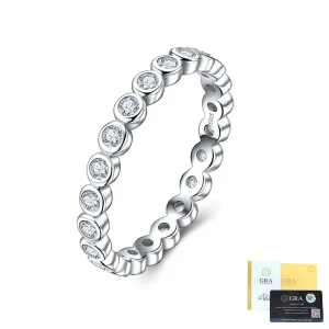 Anniversary Band Fashion Jewelry 925 Sterling Silver 14K Gold Plated Bezel VVS Moissanite Eternity Ring for Women