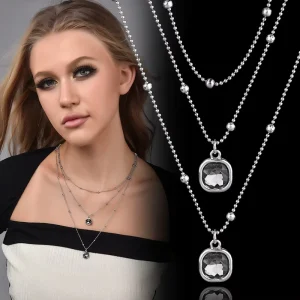 Anphae Women’s Factory Direct Alloy Fashion Layered Necklaces Spanish Double Chain with Crystal Elegant Style