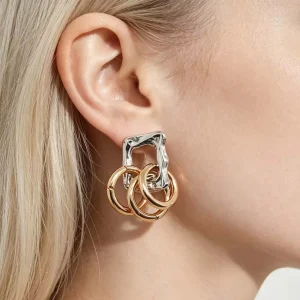 Anti allergy Two color Fashionable Patchwork Pendant Earrings