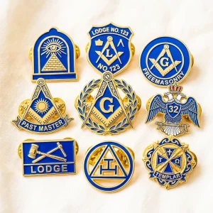 Antique Gold Zinc Alloy Masonic Freemason Square Compass Emblem Commemorative Membership Lodge Gift Lapel Metal Pins