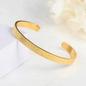 Arab Style Fashion Ayatul Kursi Sleeve Bracelet Carved Stainless Steel Jewelry