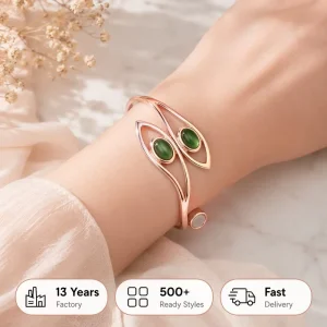 Arthritis Pain Relief Healing Adjustable Women Men Stone Bracelet Jewelry Pure Copper Magnetic Bangle
