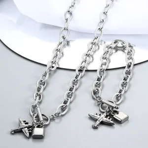 Ask for U Catalog Heart Dragonfly Jewelry Set Necklace Bracelet U Stainless Steel N Birthday Gift for Women Uo De 50
