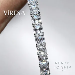 Asscher Cut Moissanite Tennis Bracelet D Color VVS1 925 Silver Gold Plated 5mm 6mm Bracelet For Women OEM