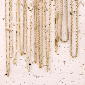 Assorted High Quality Stainless Steel PVD Plated Gold Silver Chains Cross Chain Box Chain Bead Chains Necklace for DIY
