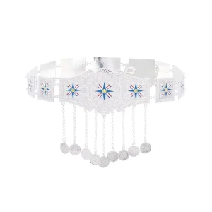 Assyrian Empire Flag Women Belt Accessories Coin Tassel Bright Silver Women’s Body Jewelry Waistband