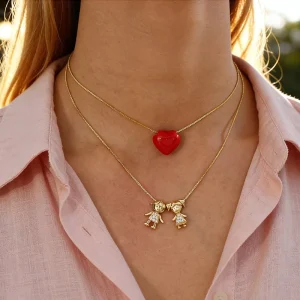 Asu New Dopamine Cute Heart Pendant Necklace for Boys Girls Fashion Delicate Clavicle Chain Women Jewelry